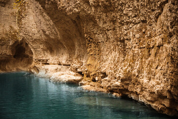 Picturesque view of clean river near cliffs outdoors