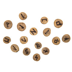 a group of wooden esoteric nordic runes