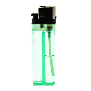 a single green plastic lighter