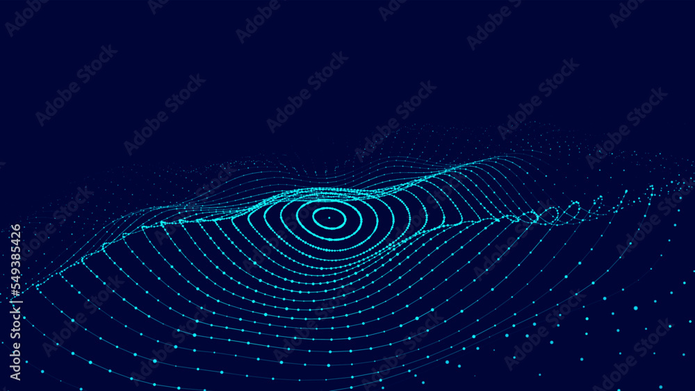 Poster 3d digital circular dynamic wave. technology smart wave. seamless flow digital structure. cyber tech