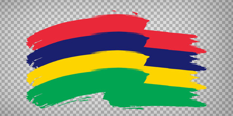 Flag Mauritius  from brush strokes. Waving Flag Republic of Mauritius on transparent background for your  design, app, UI. EPS10.