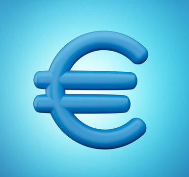 Blue Euro Sign isolated on blue background 3d illustration
