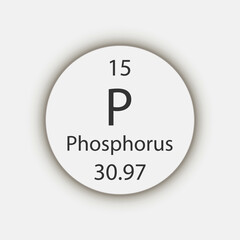 Phosphorus symbol. Chemical element of the periodic table. Vector illustration.