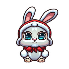 Obraz premium Cartoon cute christmas rabbit
