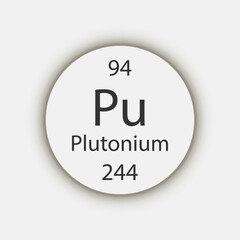 Plutonium symbol. Chemical element of the periodic table. Vector illustration.