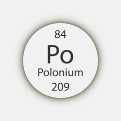 Polonium symbol. Chemical element of the periodic table. Vector illustration.
