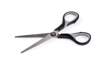 Stainless steel universal scissors on a white background