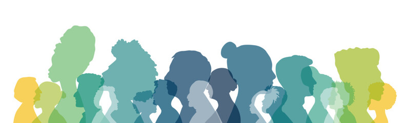 People stand side by side together. Flat vector illustration.