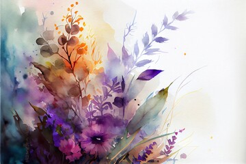 watercolor floral background., illustration, painting, background pattern, illustration with purple paint