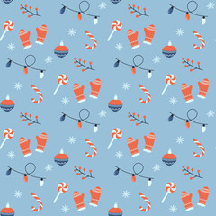 seamless pattern with christmas decorations