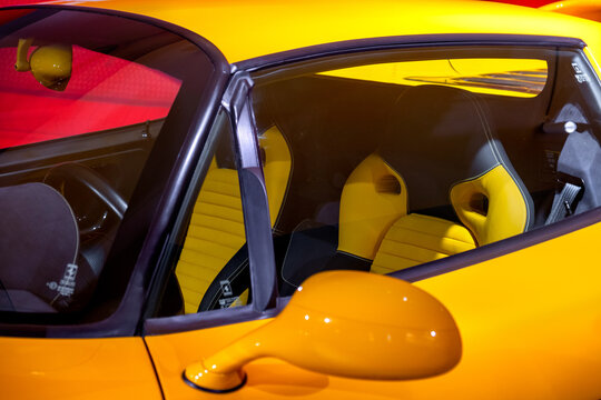 Yellow Ferrari Car F50 Model Of 1994 In Ferrari Museum Of Maranello