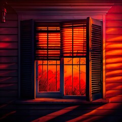 the window of the house, a window with colorful lights, illustration with door fixture