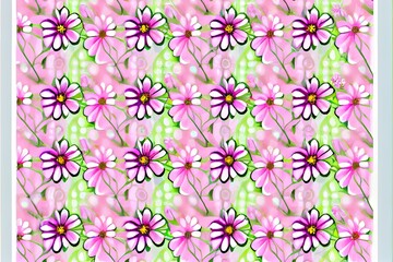 spring flowers pattern in pink, background pattern, illustration with flower pink