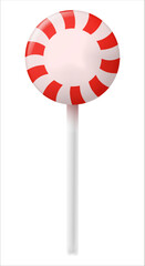 Circle christmas candy cane. Lollipops circle. Traditional realistic xmas candy and red, white stripes. Santa caramel cane on white background. Vector illustration