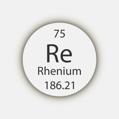 Rhenium symbol. Chemical element of the periodic table. Vector illustration.