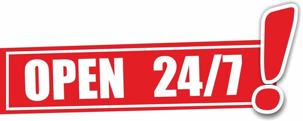 red tag with open 24/7 written on it