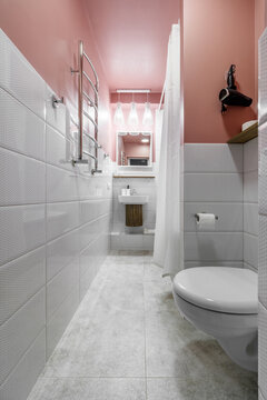 Modern small bathroom interior design. Bright style