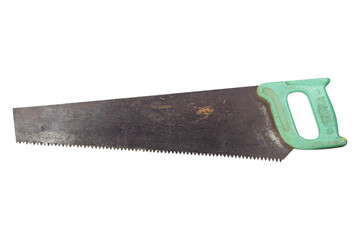 wood hand saw, old saw isolated from background