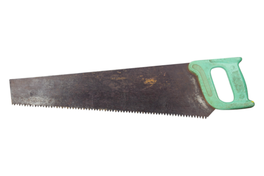 wood hand saw, old saw isolated from background