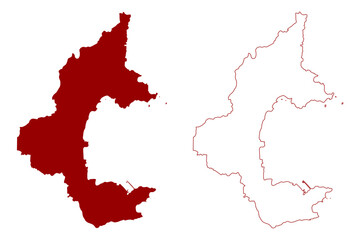 Torbay Borough and unitary authority (United Kingdom of Great Britain and Northern Ireland, ceremonial county Devon or Devonshire, England) map vector illustration, scribble sketch map
