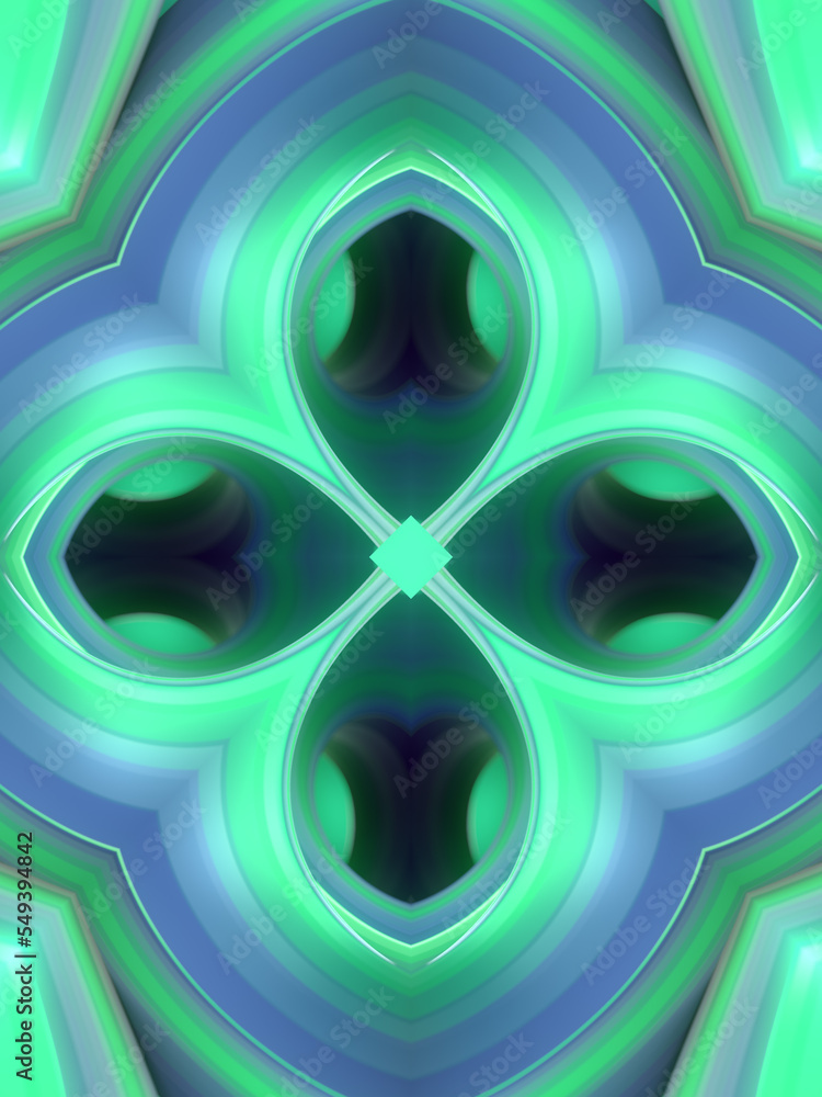 Poster Trendy kaleidoscopic pattern with neon colored texture. Bright abstract background. 3d rendering digital illustration