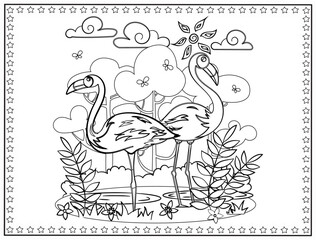 Fototapeta na wymiar coloring page , design for relaxation.Easy coloring book for kids and all ages. Reduce your stress level & enjoy the meditative benefits. High-quality illustrations for KDP Interiors.