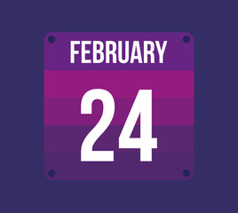 24 february calendar date. Calendar icon for february. Banner for holidays and special dates