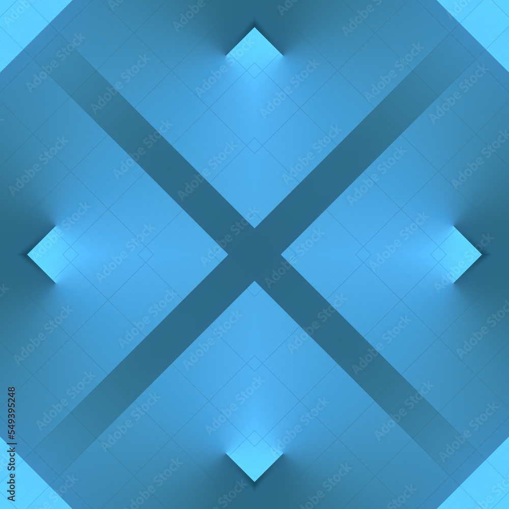 Poster blue geometric background. futuristic kaleidoscopic pattern. creative design. 3d rendering digital i