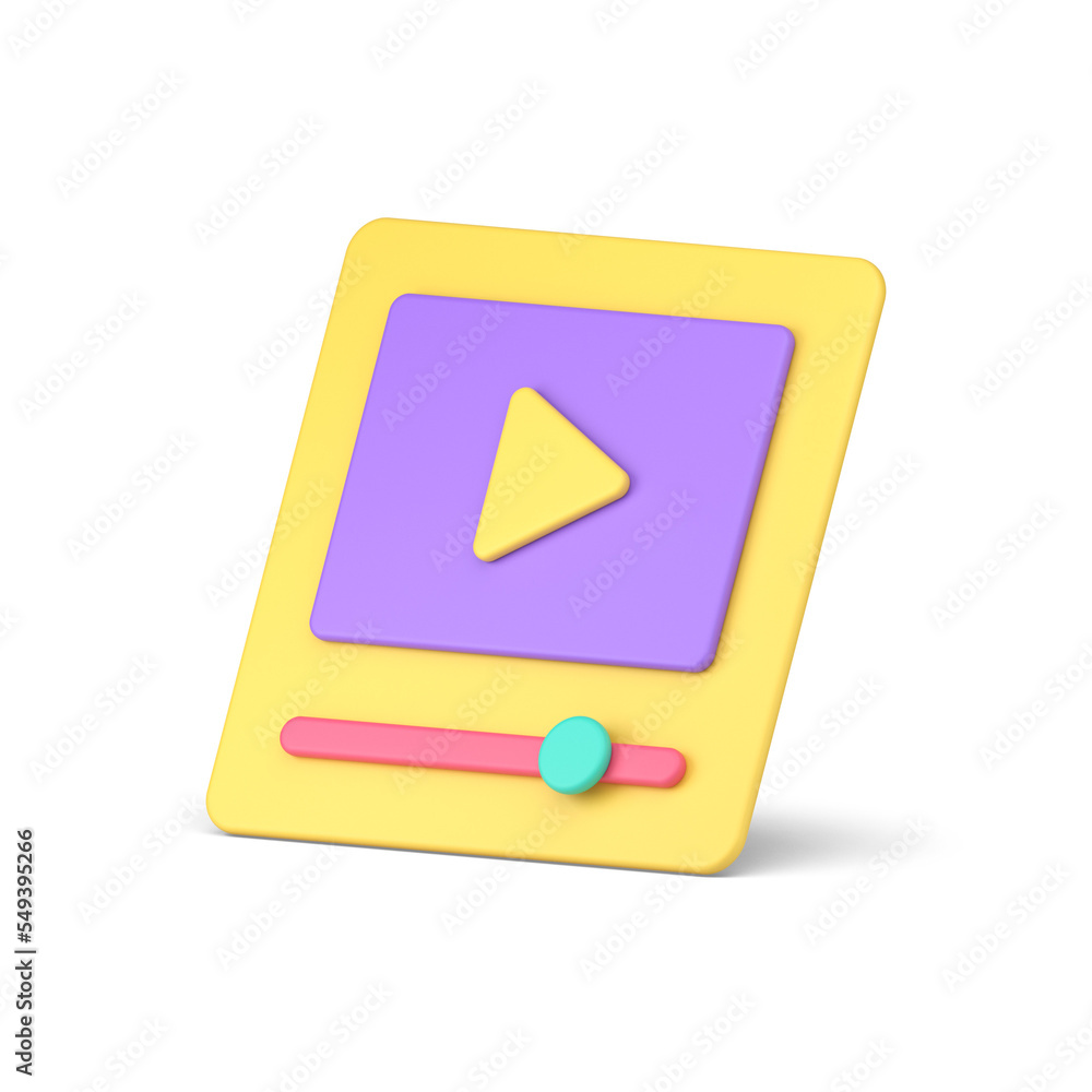 Poster internet music audio video player application arrow control button isometric 3d icon