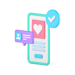 Love dating application cyberspace chatting pair match romantic relationship search 3d icon