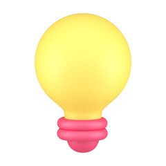 Light bulb yellow illuminated electricity lamp innovation idea imagination 3d icon