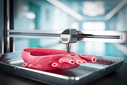 Bioprint 3d - the concept of printing organs for transplants on 3d printers. the future of transplantology, 3d render.