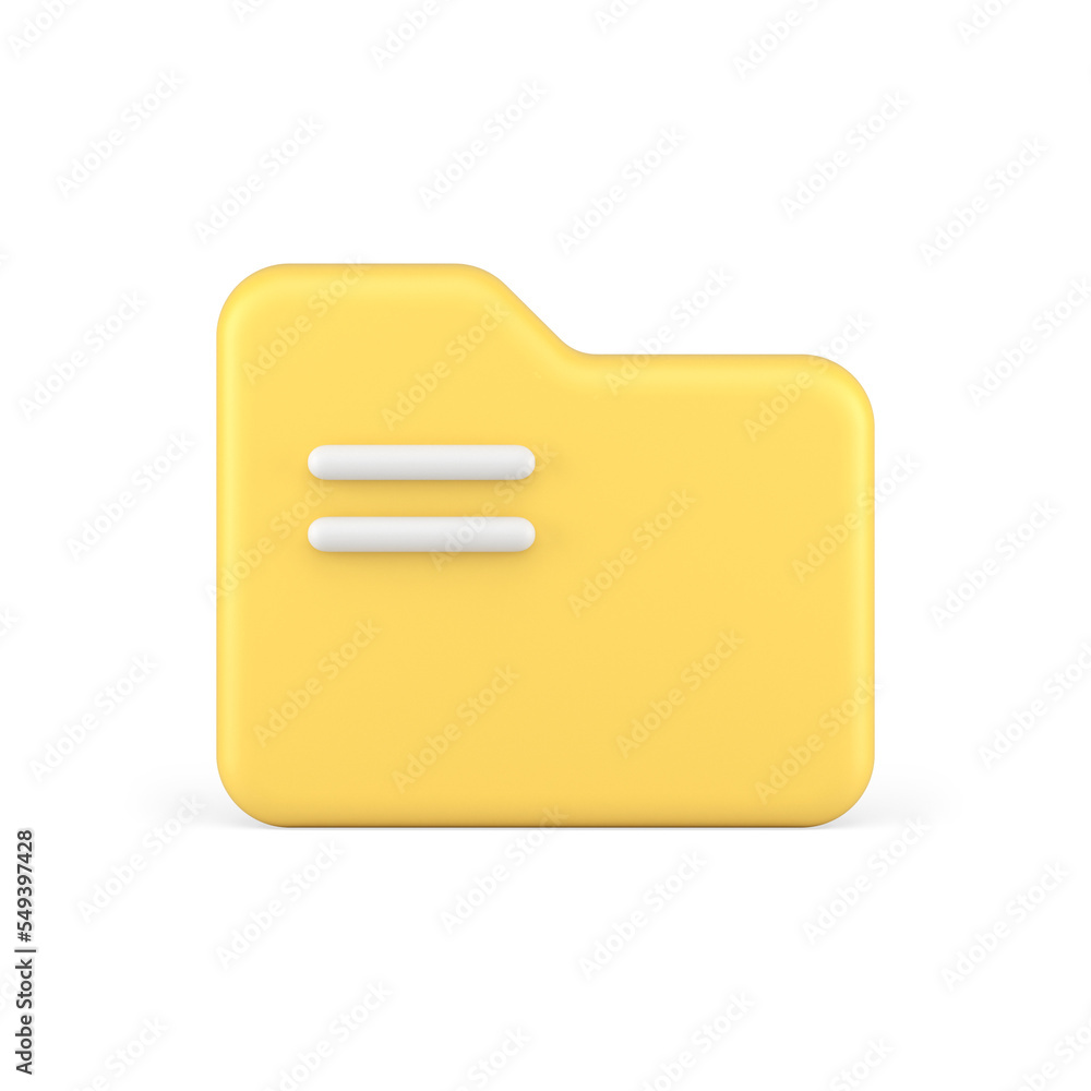 Poster folder for file document storage information organizing web data archive yellow 3d icon