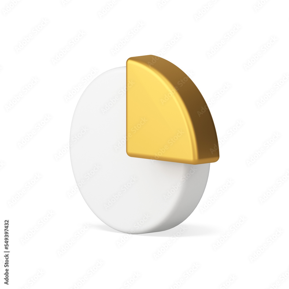 Aufkleber white and gold pie chart with segment 3d icon