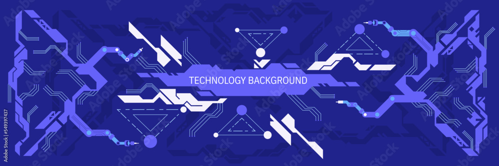 Poster hi-tech digital technology and engineering theme industry 4.0 intelligence technology with robotic a