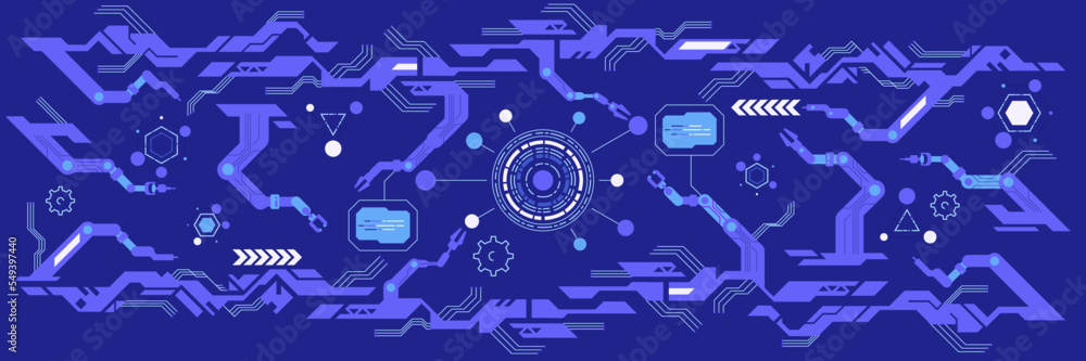 Poster hi-tech digital technology and engineering theme industry 4.0 intelligence technology with robotic a