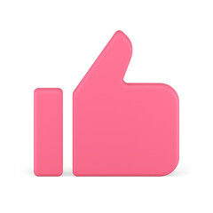 Thumb up cool agreement approval element for social media interface pink 3d icon