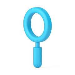 Blue 3d magnifier. Volumetric magnifying tool icon for search, finding, reading, research, analysis information
