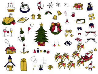 クリスマス　手描き　素材　セット