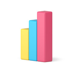 Profit analyzing graph marketing statistic chart color pillar growth 3d icon