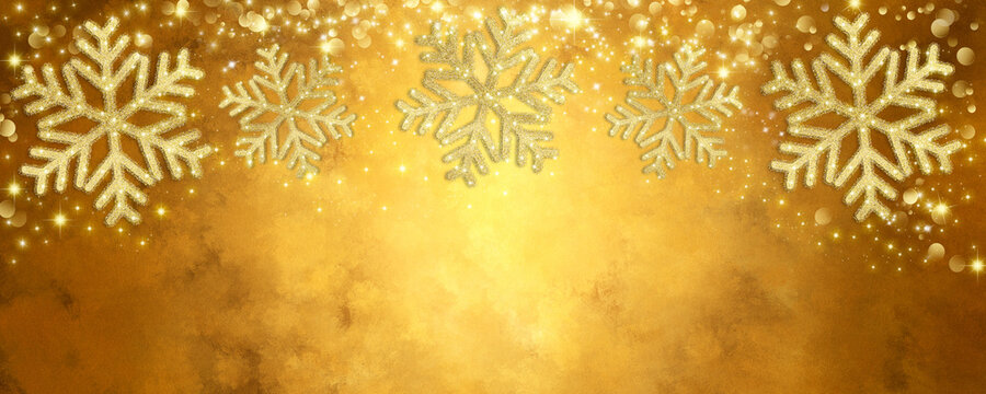 Gold Christmas Snowflakes Banner