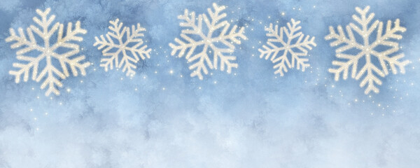 Blue Watercolor Christmas Winter Background - obrazy, fototapety, plakaty