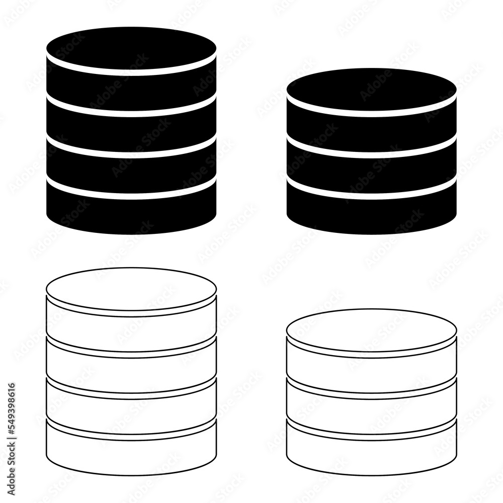 Poster set of database storage icon, internet network server cloud data symbol, connection system vector il