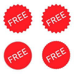 Set of Free web button sign, promotion design label icon, gratis business vector illustration