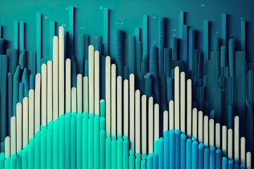 creative duotone background from papercraft, chart, histogram, illustration with musical instrument