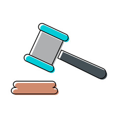 Judge hammer icon, law auction symbol, gavel justice sign vector illustration button