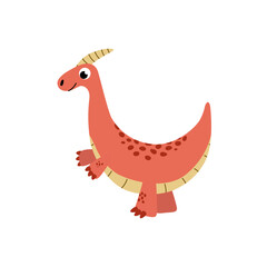 Dinosaur. Parasaurolophus. Cute dino. Flat, cartoon, vector