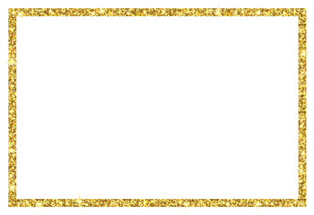 rectangle gold glitter frame isolated on transparent background illustration, PNG, clip art...