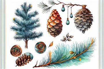 christmas toys, beautiful christmas trees, background pattern, illustration with christmas ornament
