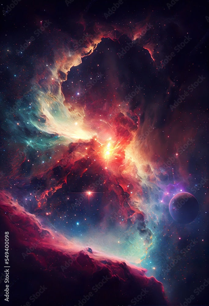 Wall mural bright galaxy with starry light, a galaxy in space, illustration with atmosphere nebula